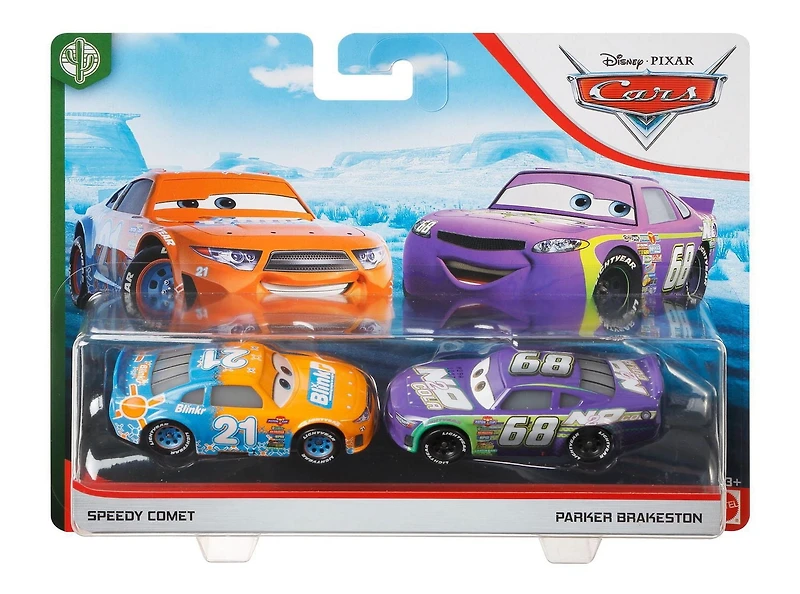 Speedy Comet et Parker Brakeston du film «Les Bagnoles» de Disney/Pixar, véhicules en métal moulé sous pression à l’échelle 1:55, coffret de 2, véhicules personnages jouets, collection et course