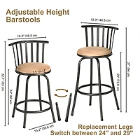 Ensemble de 3 tabourets de bar compacts et ajustables Homy Casa pour petits espaces, chaise pivotante avec coussin beige et structure en métal