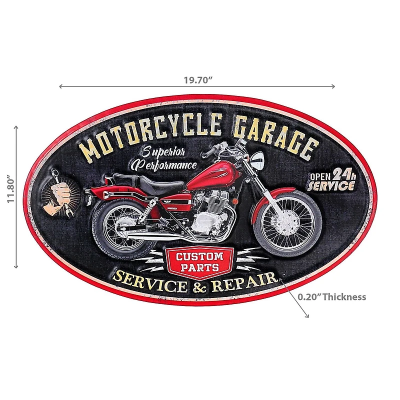 IH Casa Decor Garage De Moto En Métal Ovale En Relief