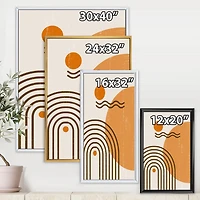 Designart Abstract Rainbow Sun and Moon In Earth Tones II FLOAT FRAME WALL ART
