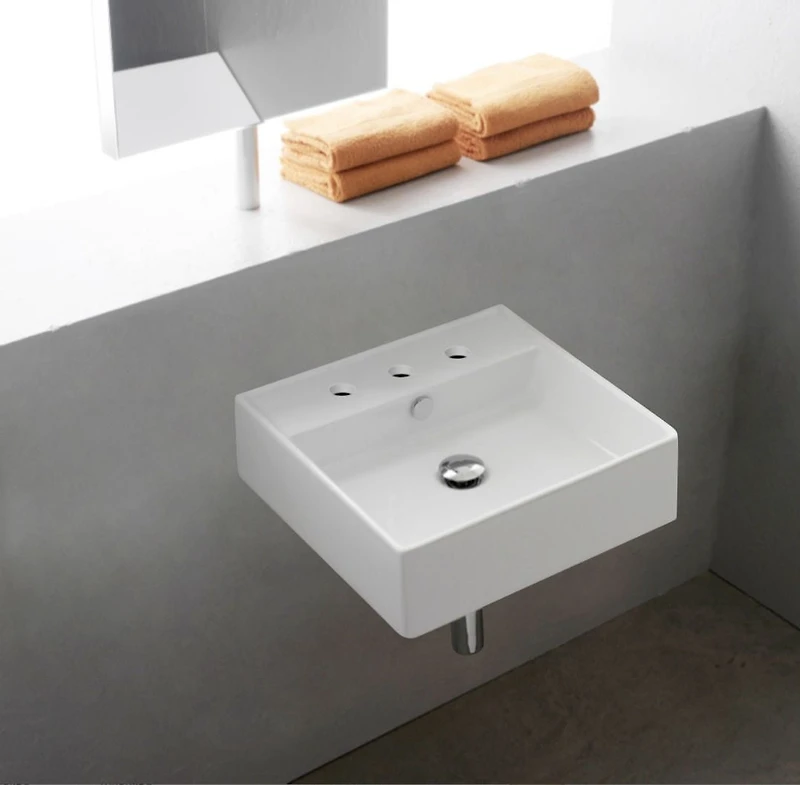 21-in. W Wall Mount White Bathroom Vessel Sink Set For 3H8-in. Center Faucet AI-26129