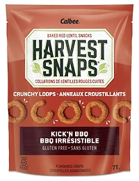 Harvest Snaps Crunchy Loops Kick'n Barbecue 71g Harvest Snaps Crunchy Loops Baked Red Lentil Snacks, Kick’N BBQ, Sans gluten