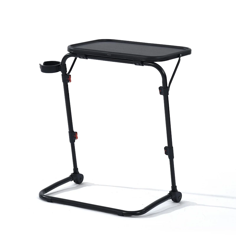 Homy Casa Ensemble de 2 tables à dessin réglables avec roulettes, tables d’appoint pliantes portatives avec plateau inclinable, porte-gobelet et roulettes verrouillables, noir