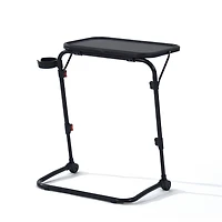 Homy Casa Ensemble de 2 tables à dessin réglables avec roulettes, tables d’appoint pliantes portatives avec plateau inclinable, porte-gobelet et roulettes verrouillables, noir