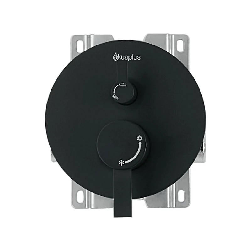 akuaplus® Matte Black 3-Way diverter Pressure Balance Bath Shower Valve Set round w/ 1-Setting Shower head and Spout