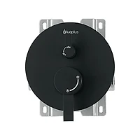 akuaplus® Matte Black 3-Way diverter Pressure Balance Bath Shower Valve Set round w/ 1-Setting Shower head and Spout