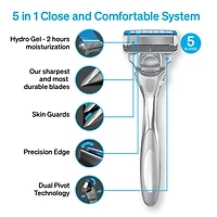 Schick Hydro Smooth Skin Men’s Razor - System and 5 Razor Refills Value Pack, Razor + 5 razor refills
