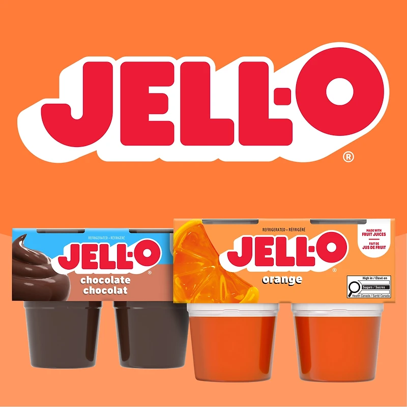 Goûters À La Gelée Réfrigéré À Saveur D'Orange, Paquet De 4 Coupes x 96g