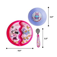 Ensemble repas 3 pièces Disney Minnie Mouse avec assiette à ventouse, bol et cuillère