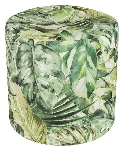Gouchee Home Planta Round Velvet Pouf – 20” x 20”, Tropical Leaf Print, Filled with High-Density Polystyrene Beads