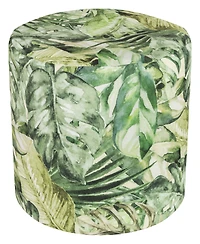 Gouchee Home Planta Round Velvet Pouf – 20” x 20”, Tropical Leaf Print, Filled with High-Density Polystyrene Beads
