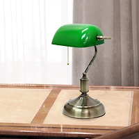 Simple Designs Executive Banker's Desk Lamp with Glass Shade