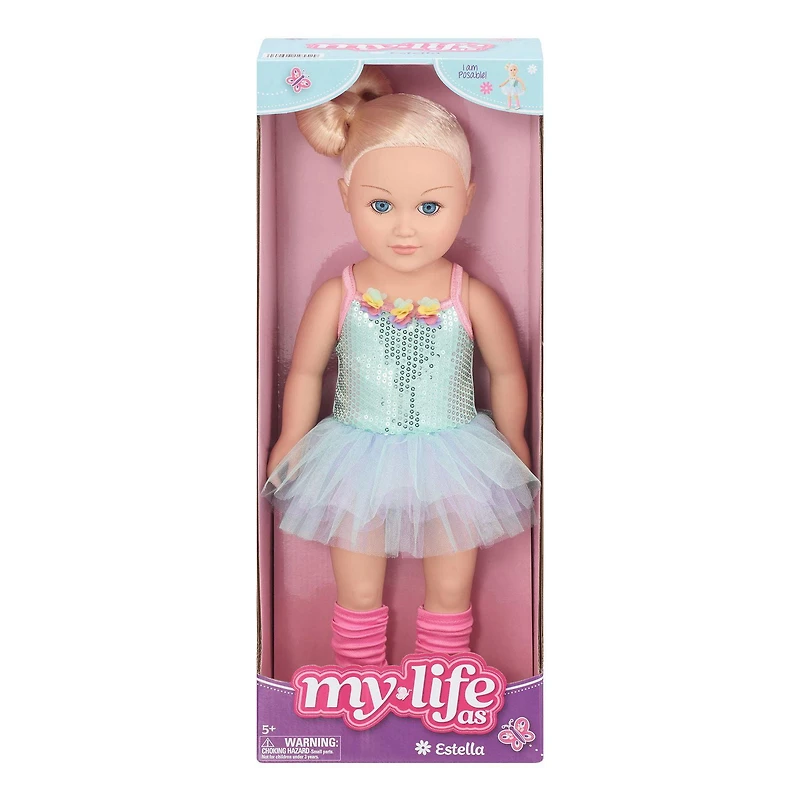 My Life As Estella poupée articulée de 18 pouces, cheveux blonds, yeux bleus Pour les enfants de 5 ans et plus.
