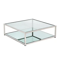 Home Gear Coffee table Silver Rectangular Base Mirror shelf
