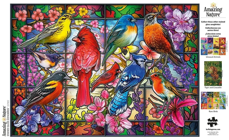 Buffalo Games - Amazing Nature - Stained Glass Songbirds - 500 Piece Jigsaw Puzzle