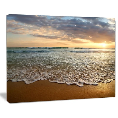 Tableau à toile Design Art Paysage marin contemporain Crépuscule brillant nuageux sur mer calme