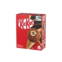 KITKAT Cornets, dessert glacé à saveur de gaufrettes, centre au fondant, enrobage chocolaté croustillant, cornet gaufre 4 x 135 ml