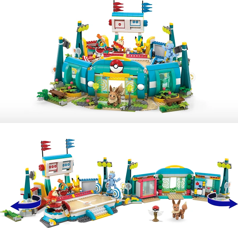 MEGA Pokémon Traning Stadium Building Toy Kit, with 5 Action Figures (1101 Pieces) for Kids