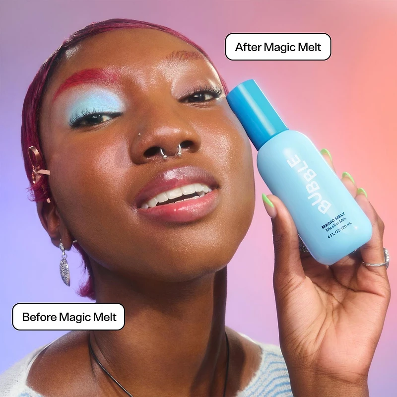 Bubble Skincare Magic Melt Lait Micellaire, 120ml, Nettoyant facial démaquillant Bubble Magiv Melt Lait Micellaire