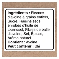Quaker Gruau instantané Teneur élevée en fibres Raisins secs et épices 344 g.