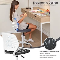 Chaise de bureau ergonomique pour enfant Homy Casa avec roulettes pivotantes et réglables en hauteur, structure robuste, tissu en maille noire