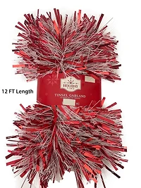 Holiday Time 12 Ft Tinsel Garland Red And White