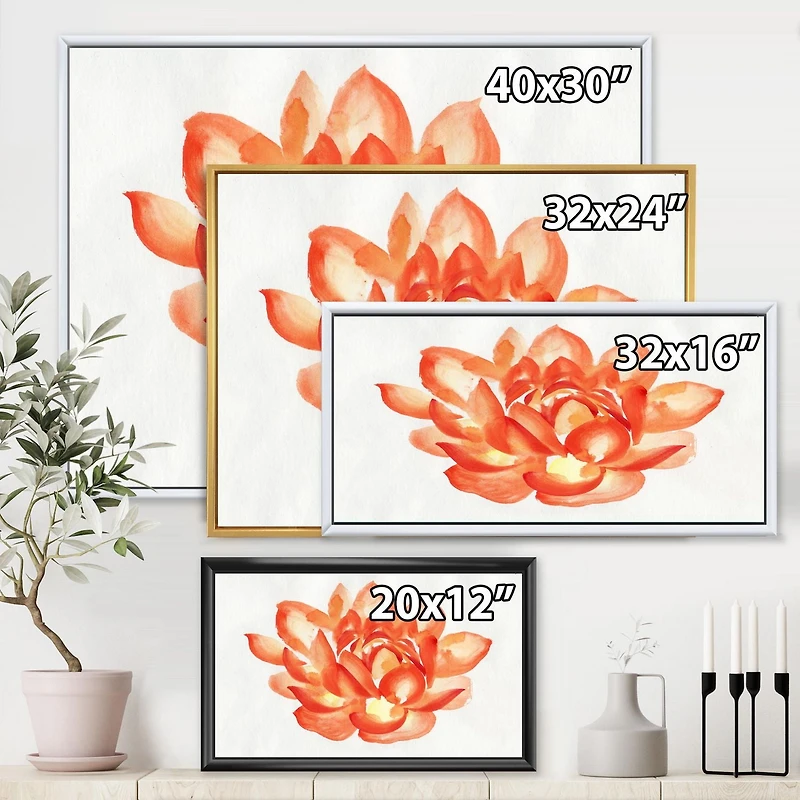 Designart Vintage Detail of A Orange Lotus FLOAT FRAME WALL ART