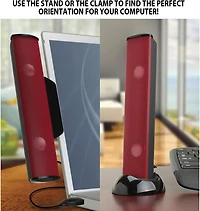 GOgroove SonaVERSE Haut-parleurs USB pour ordinateur portable – Mini barre de son alimentée par USB avec haut-parleur externe portable à clipser pour moniteur, un câble pour entrée audio numérique et