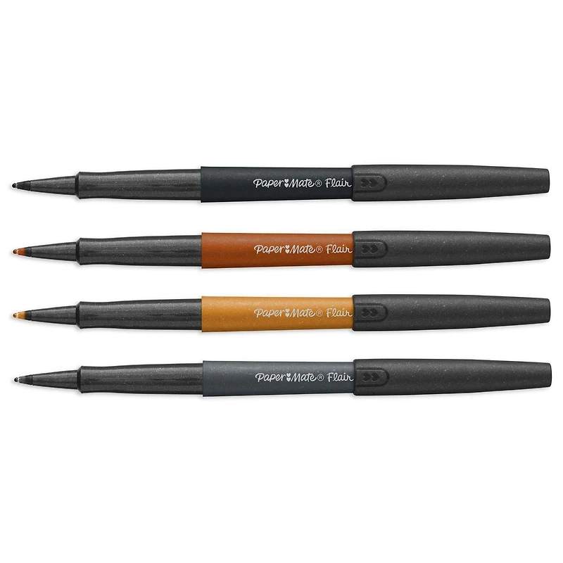 Paper Mate Flair Pens, Metallic Felt Tip Pens, City Lights, Glittery Ink Shines on White Paper, Assorted Colours