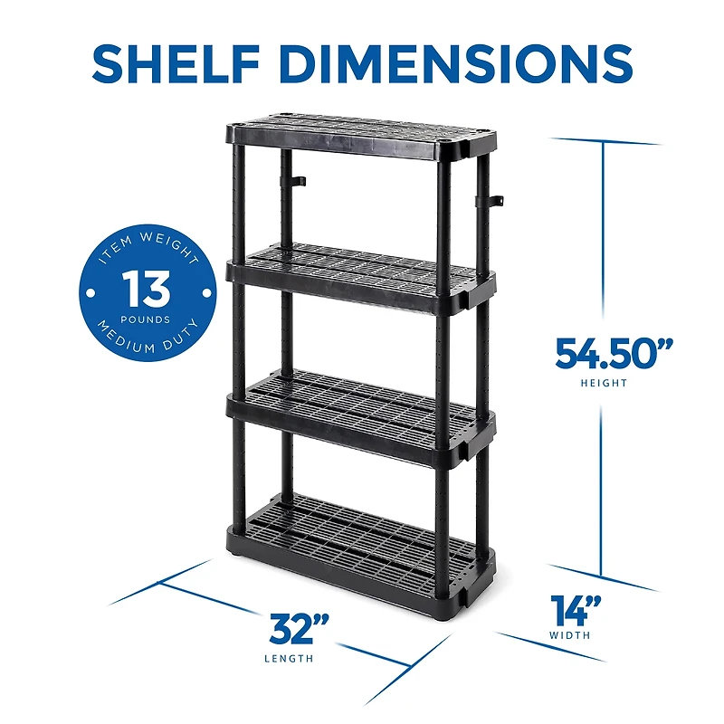 4 Shelf Adjustable, Medium Duty