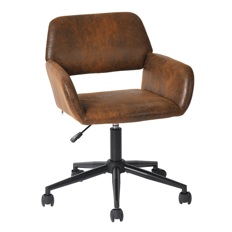 Homy Casa 1-Piece 29.9"-33.9" Adjustable Swivel Office Chair, Brown Faux Suede Desk Chair for Home Office