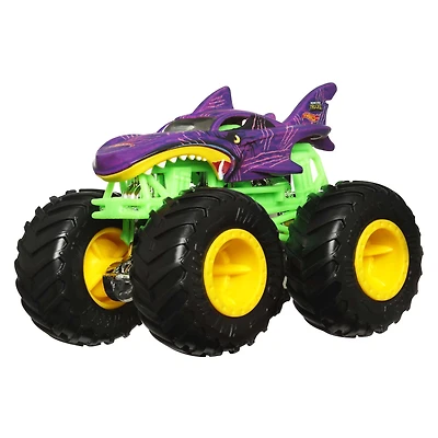 Hot Wheels Monster Trucks Shark Wreak 1:64 Color Shifters, 1 Toy Truck for Kids