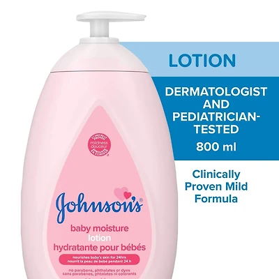 Lotion hydratante pour bébés Johnson's, pour la peau sèche et délicate 800 ml