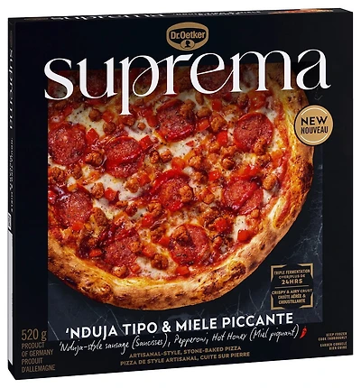 Dr. Oetker Suprema 'Nduja Tipo & Miele Piccante Frozen Neapolitan Pizza - 520G, Suprema - 520G 'Nduja Tipo