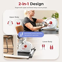Sunny Health & Fitness Mini Pédalier Intelligent Sous le Bureau, Vélo d'Exercice à Double Fonction avec Conception à Profil Bas - SF-B023005WHT