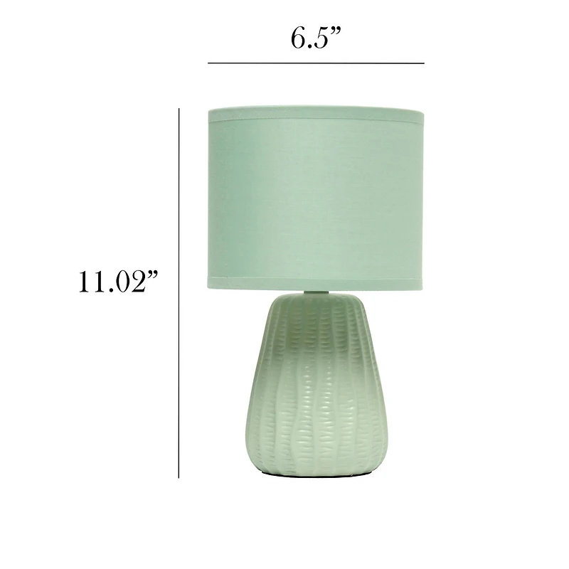 Conceptions simples 11,02 « Lampe de bureau de table de chevet d’accent pastel à texture céramique moderne traditionnelle de 11,02 « avec abat-jour en tissu assorti pour chambre à coucher, t