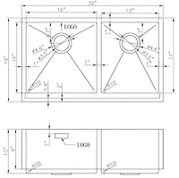 American Imaginations 32-in. W CSA Approved Stainless Steel Kitchen Sink With 2 Bowl And 16 Gauge AI-27469
