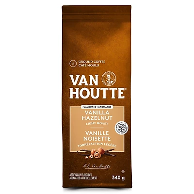 Café moulu vanille et noisette Van Houtte, torréfaction légère 340 g