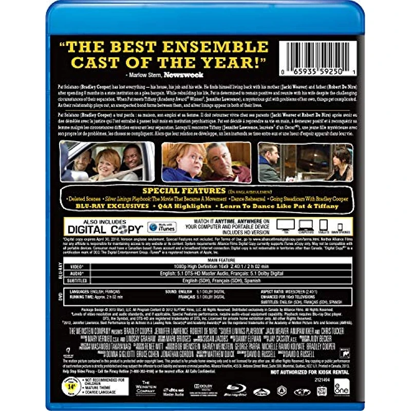 Silver Linings Playbook (Blu-ray + DVD + Digital Copy) (Bilingual)