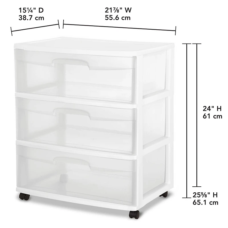 Sterilite Wide 3 Drawer Cart - Lilac