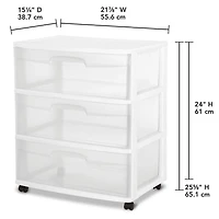 Sterilite Wide 3 Drawer Cart - Lilac