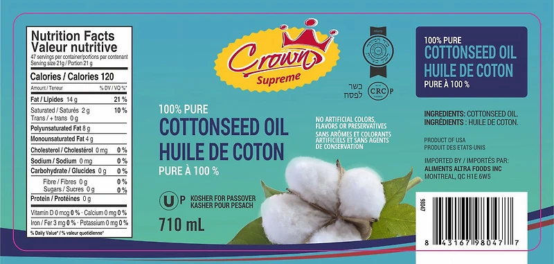 Crown Supreme S - Oil Cottonseed KFP