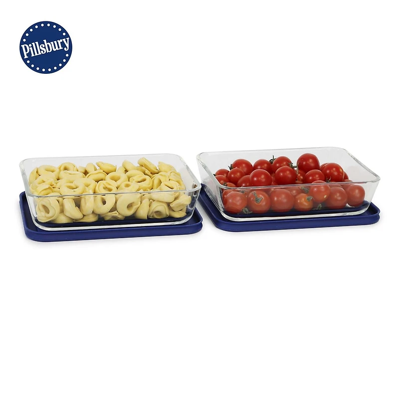 4pc Rect Glass Food Storage 2 x 700ml, 4pc Rect Glass 2 x 700ml