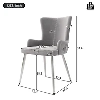 Noble House Ensemble de 6, Chaises de Salle à Manger en Velours, Chaise Capitonnée de Luxe Léger avec Quatre Pieds en Métal Doré, Gris