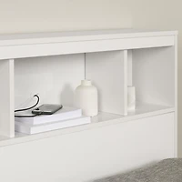 Ensemble lit matelot avec tête de lit bibliothèque Simple, fini Blanc solide, collection Reevo de Meubles South Shore