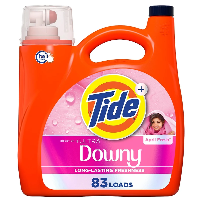Détergent à lessive liquide Tide Plus dose de Ultra Downy au parfum Fraîcheur d’avril, détergent à lessive liquide avec fraîcheur de longue durée, 83 brassées, 3,4 L TIDE TD LIQ HE ASDFA
