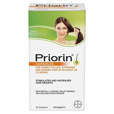 Vitamines pour la pousse des cheveux avec biotine Priorin – Vitamines pour les cheveux destinées à stimuler la pousse des cheveux chez les hommes et les femmes; réduit la perte de cheveux après le lav 60 capsules, 1 mois de traitement