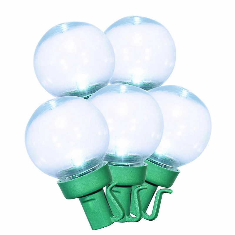 Holiday Time 100-Count Cool White LED Super Bright G30 Christmas Lights, with Green Wire, 56.2', 8"(20.3 cm) bulb spacing