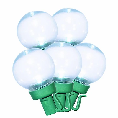 Holiday Time 100-Count Cool White LED Super Bright G30 Christmas Lights, with Green Wire, 56.2', 8"(20.3 cm) bulb spacing