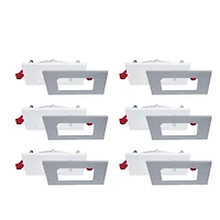 Luminaires encastrés profilés 4 pouces, Nadair, 3 températures de lumière intégrées (3000K, 4000K, 5000K), intensité réglable, Carré, Ensemble de 6
